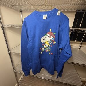 Port and Company Festive Blue Sweatshirt with Snoopy Design